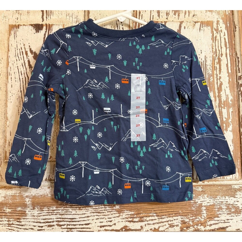 Unisex Old Navy Long-Sleeve T-Shirt - Navy Ski Mountain - 2T
